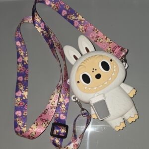 (J52) Labubu White Silcone Bag  with Pink Strap